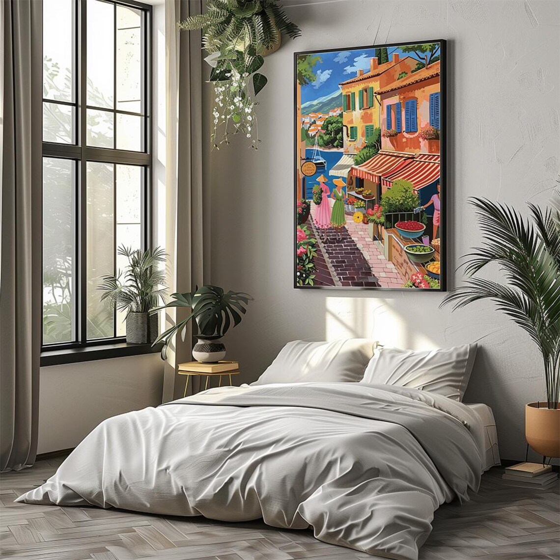 Mediterranean Riviera Market Street Poster With Colorful Sea Town - Image 2