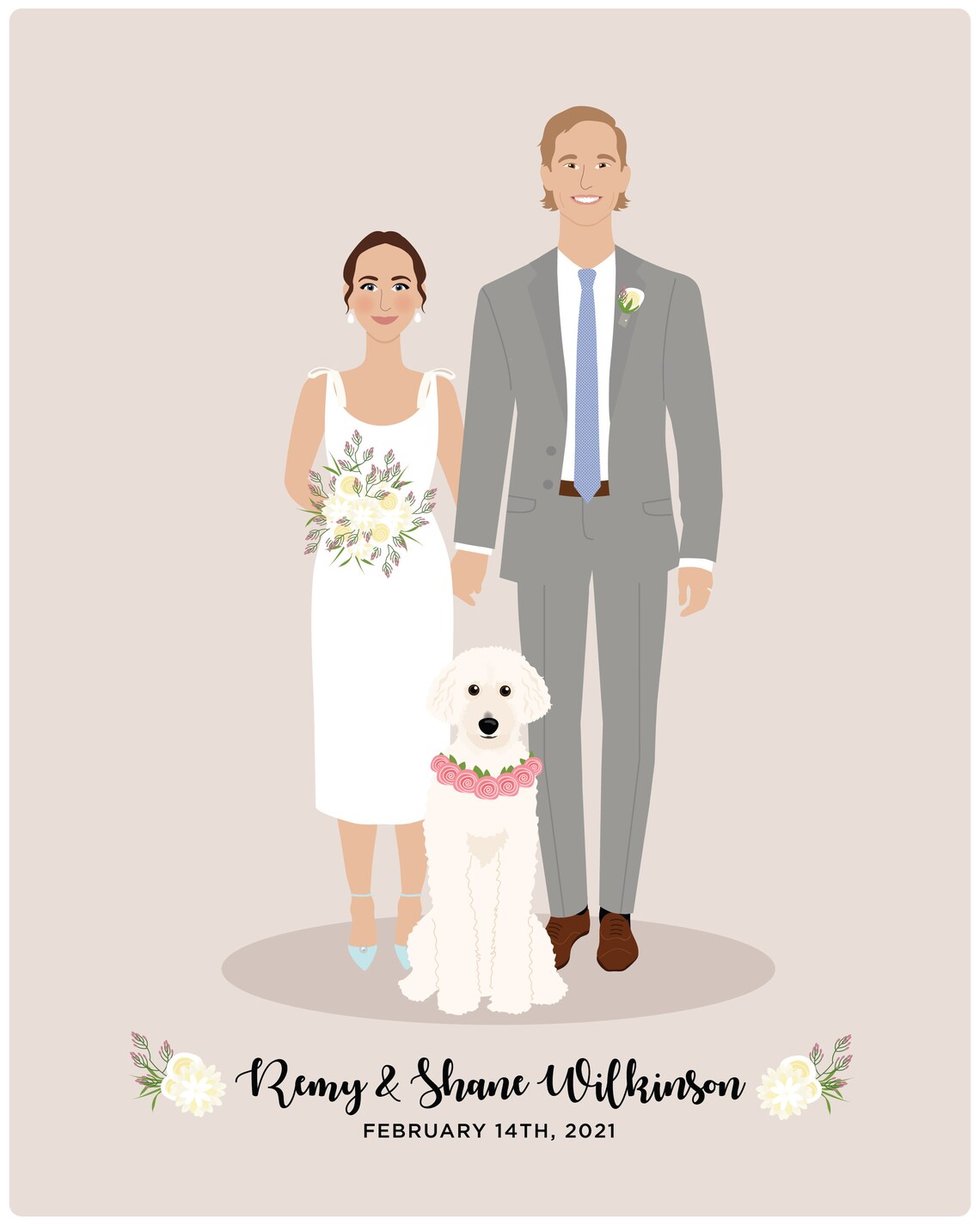Custom Wedding Portrait, One Year Anniversary - Image 2
