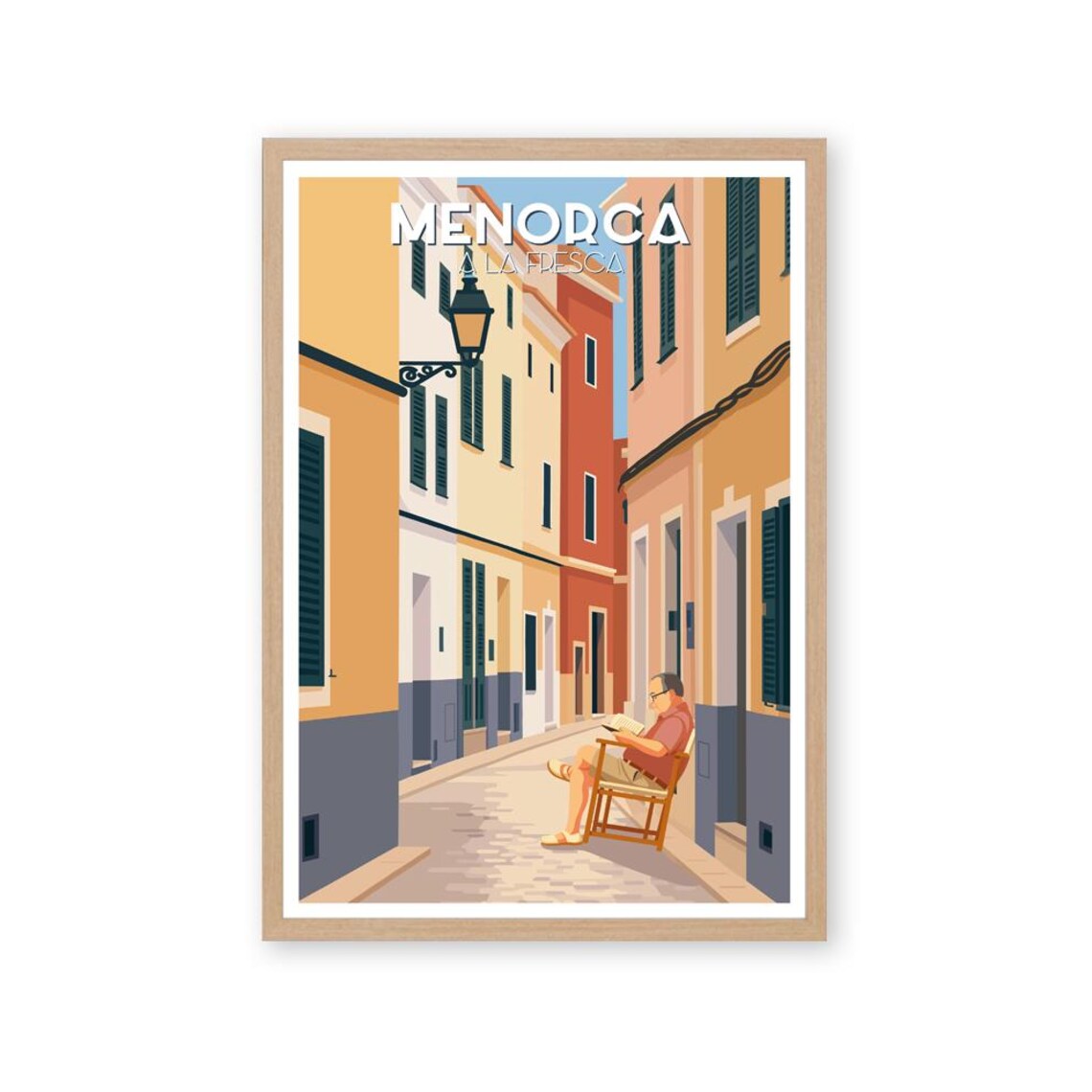 Menorca Vintage Travel Poster, Mediterranean Street