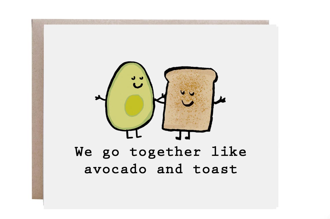 Avocado And Toast Perfect Pair Love Pun Greeting Card Poster