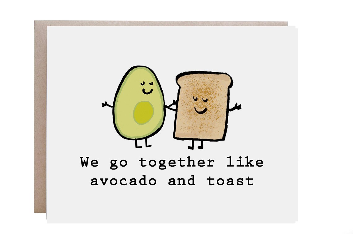 Avocado Toast Card Avocado Toast Love Card Friendship Card