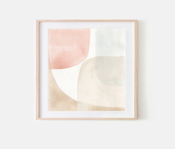 Neutral Wall Art Neutral Art Geometric Shapes Print Mid Century Art Neutral Instant Abstract Art