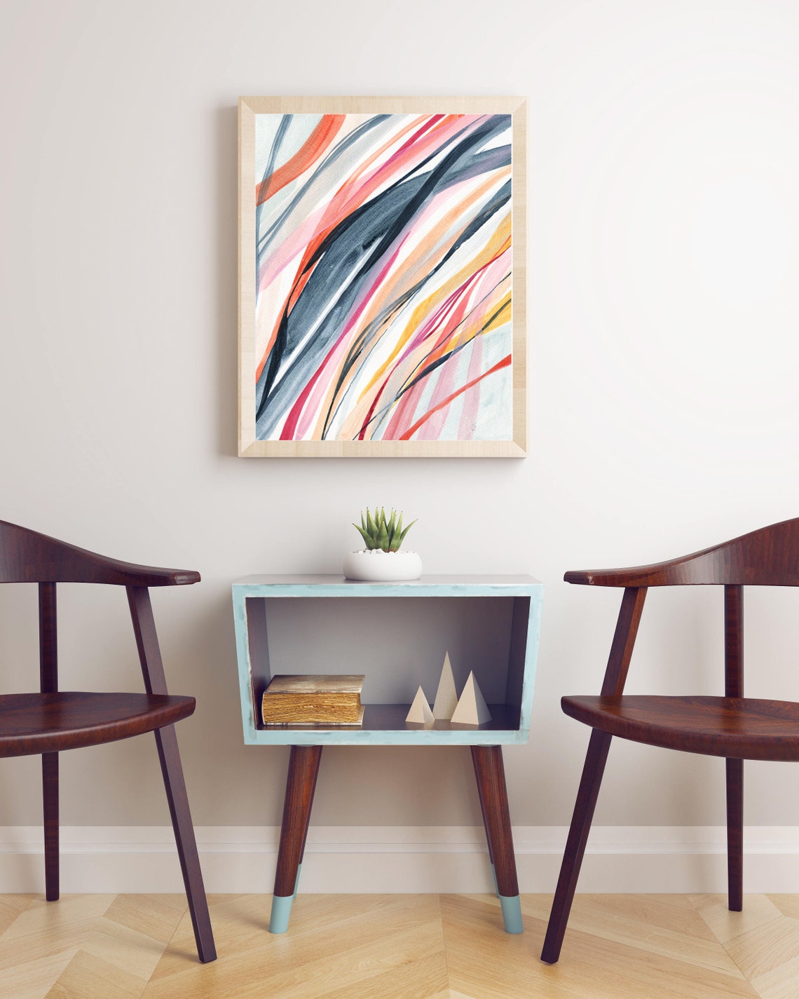 Abstract Colorful Diagonal Brush Strokes Vibrant Sweep Print - Image 3