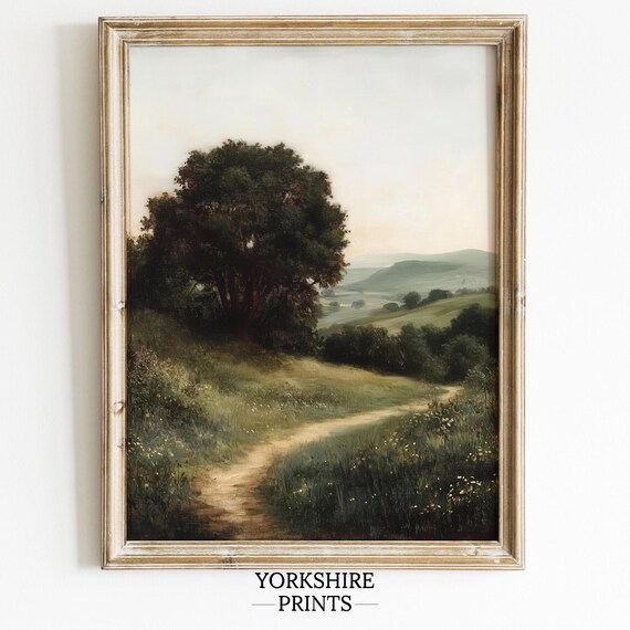 Moody Spring Landscape Wall Art Serene Countryside Pathway Print Moody Country Road Landscape Print Vintage Spring Wall Art Print