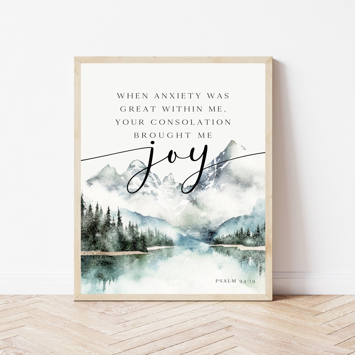 Psalm 9419 Christian Wall Art Bible Verse Home Decor Scripture Mountain Sign Watercolor Poster Print