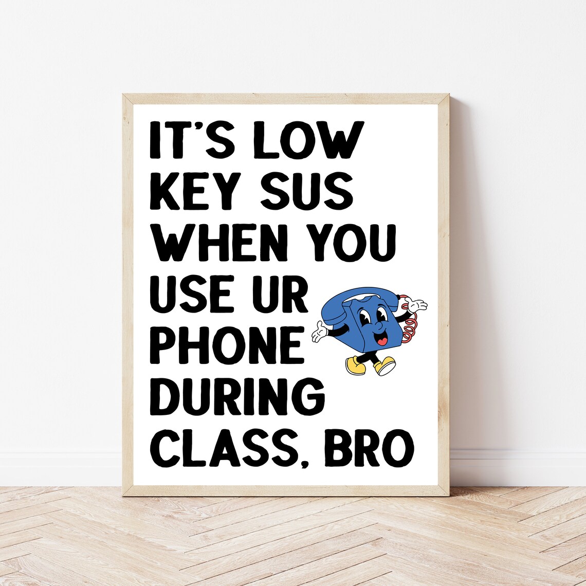 Retro Classroom Math Poster, Teacher Gift No Phones