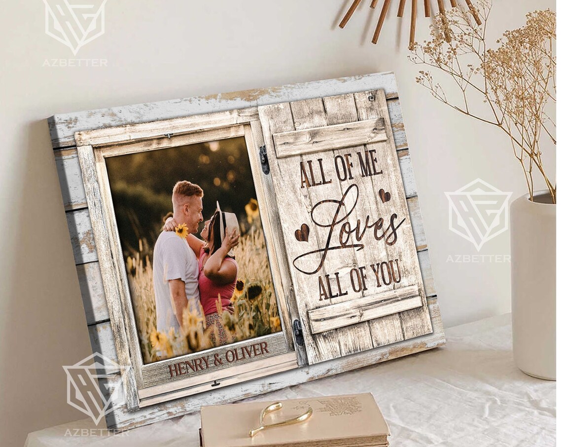 Personalized Couple Photo All of Me Loves All of You Rustic Poster - Image 5