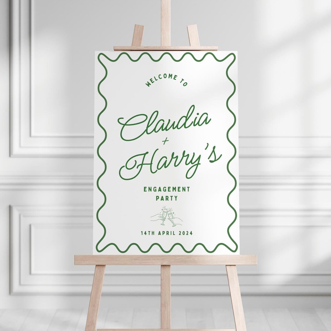 Wavy Border Welcome Sign Template, Party Sign