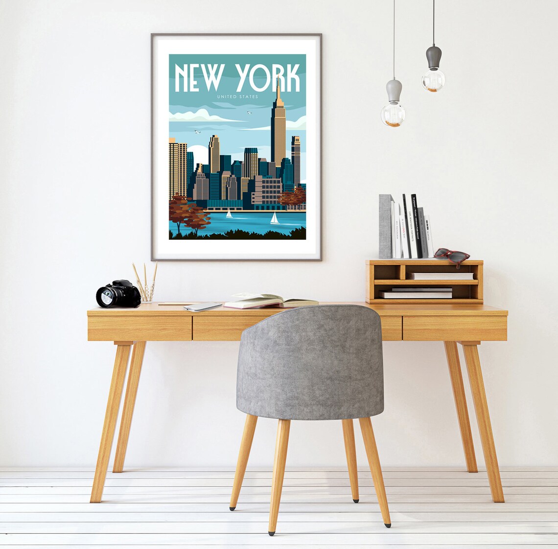 New York Retro Travel Poster, United States Art Print - Image 3