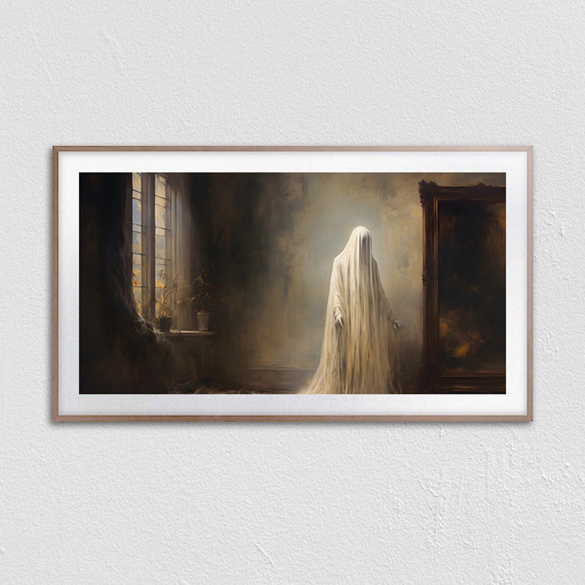 Haunted Room White Sheet Ghost Moody Gothic Vintage Painting Poster - Image 2