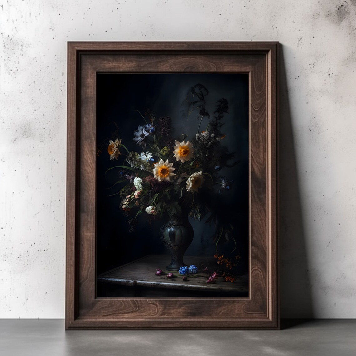 Vintage Dark Floral Painting Moody Botanical Art Still Life Oil Painting Dark Academia Print Antique Print - Image 2