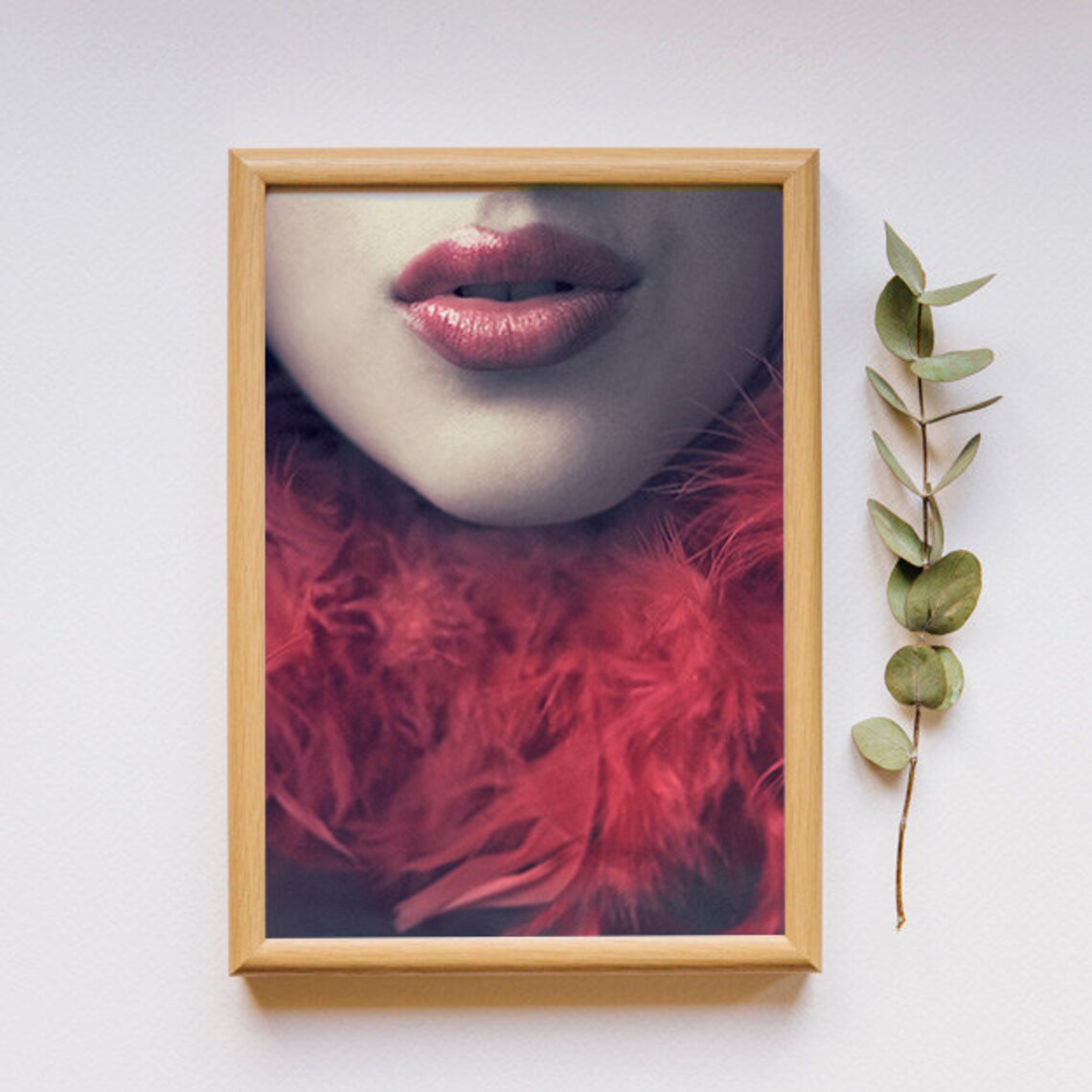 Glamorous Red Lips Close Up Beauty Fashion Photography Print - Image 2
