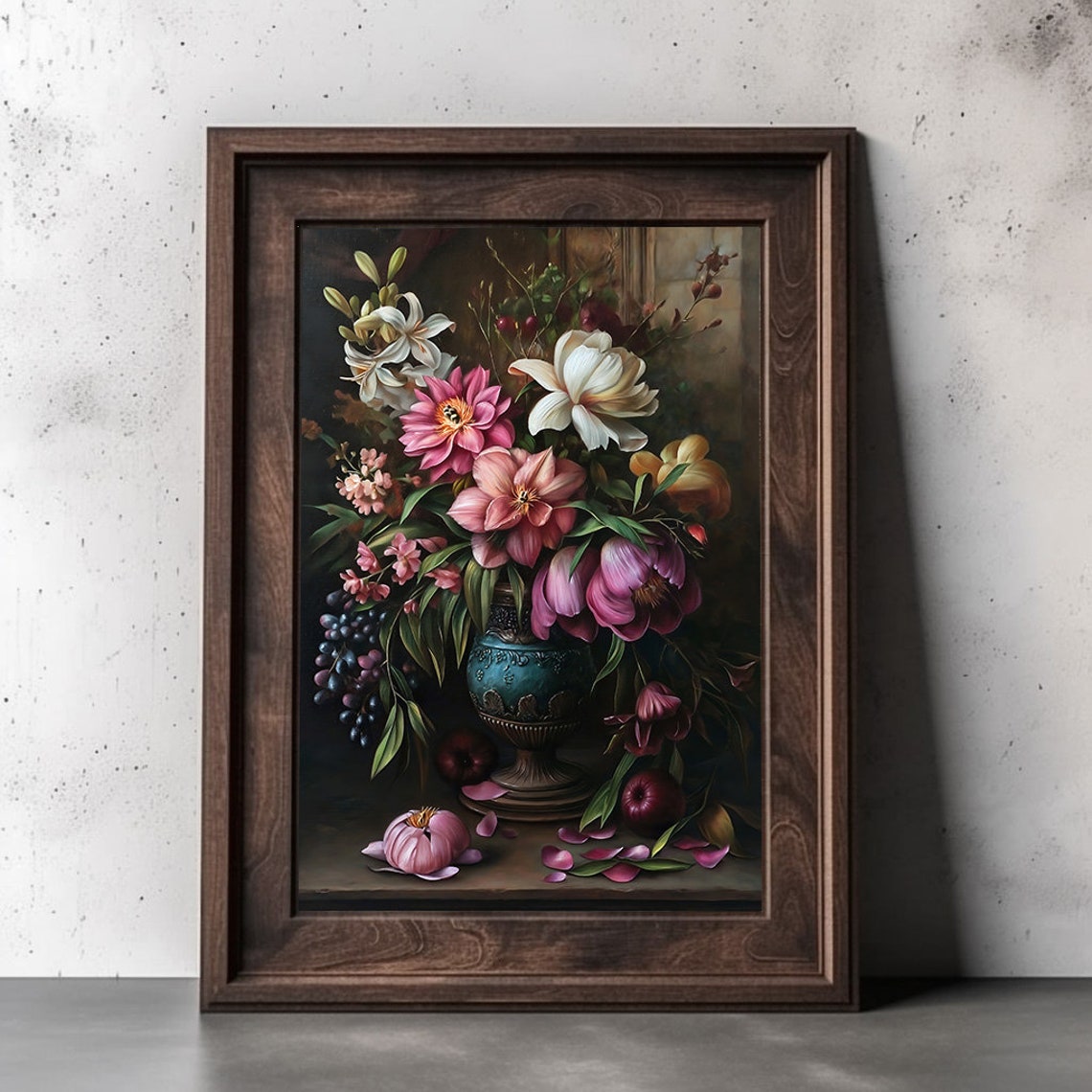 Vintage Moody Floral Art Print Flower Painting Botanical Art Farmhouse Kitchen Art French Vintage Art - Image 2