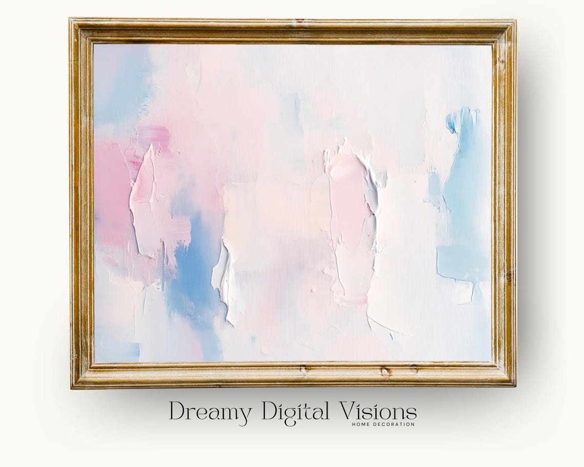 Soft Pastel Pink and Blue Abstract Textured Painting Style Poster