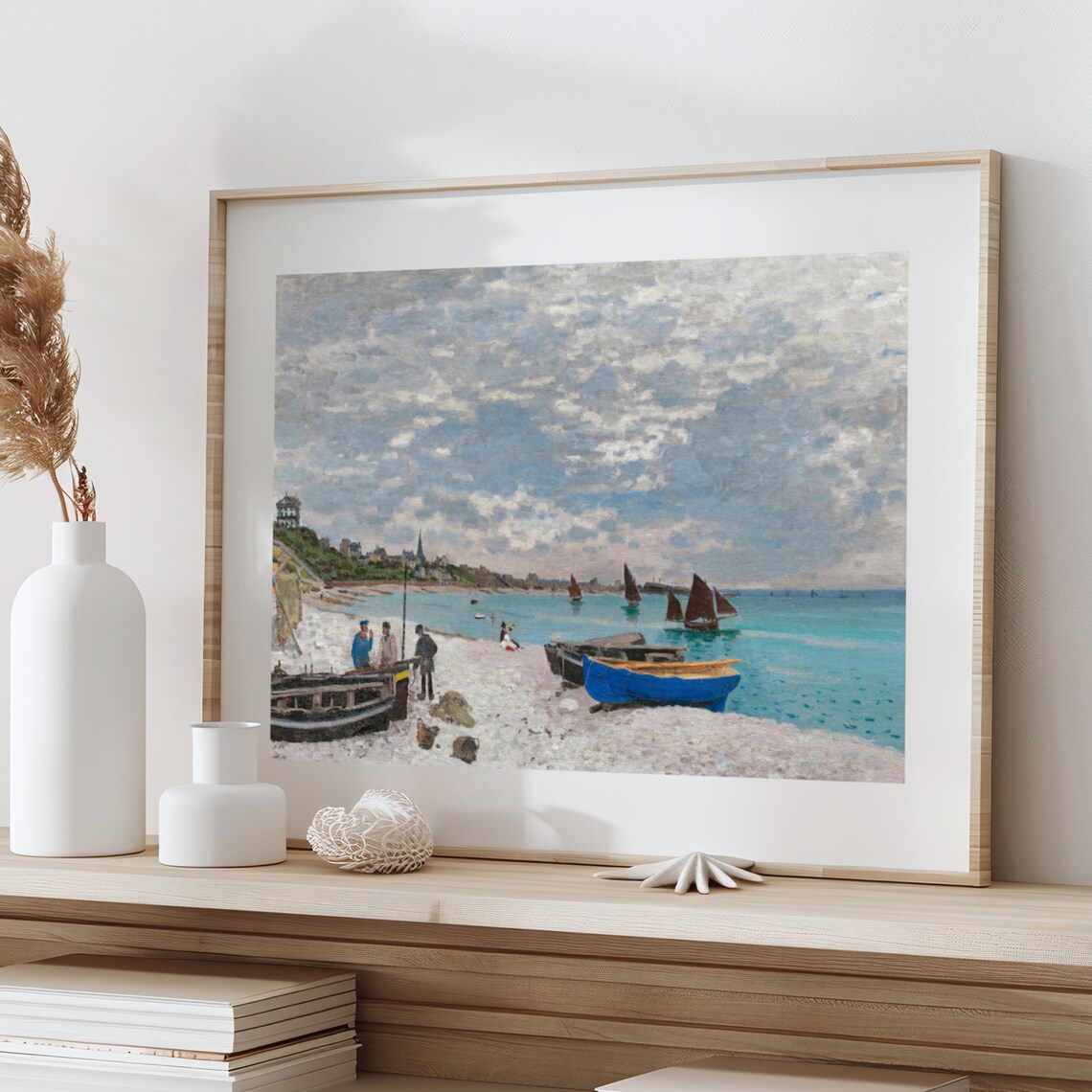 Monet Sainte Adresse Beach with Colorful Fishing Boats Impressionist Poster - Image 3