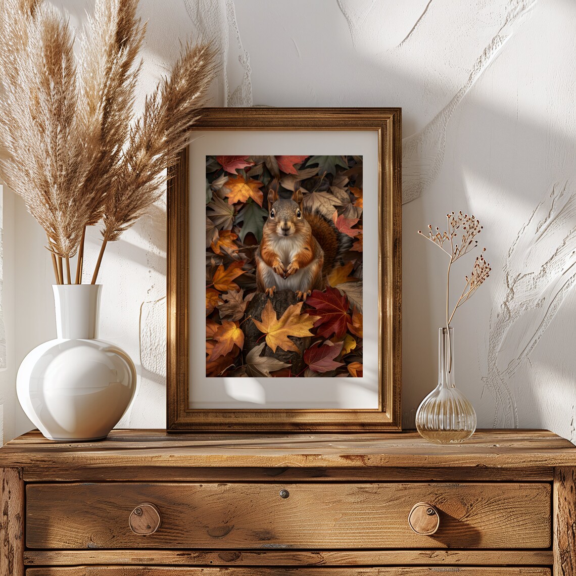 Squirrel In Autumn Leaves Poster Fall Woodland Animal Wildlife Photo Nature Decor - Image 2