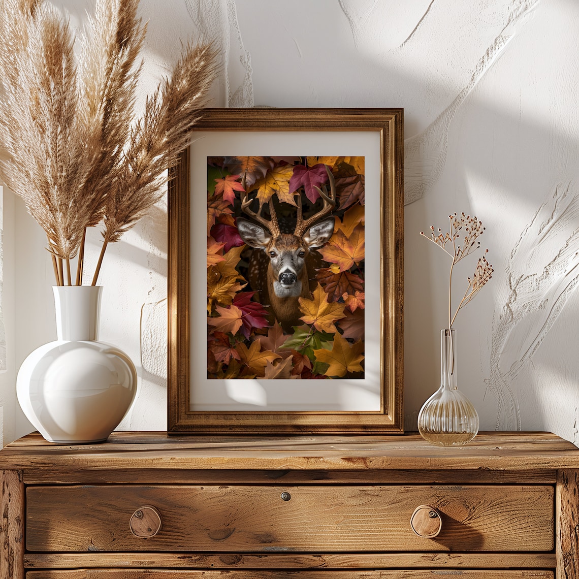 Deer Amongst Autumn Leaves Art Print, Rustic Fall Decor - Image 2