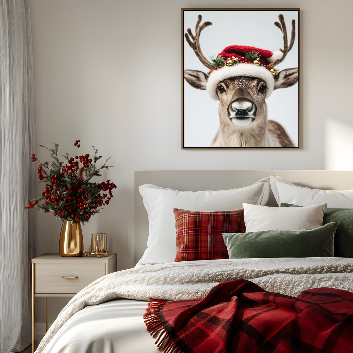 Cute Reindeer Christmas Wall Art, Holiday Decor - Image 2