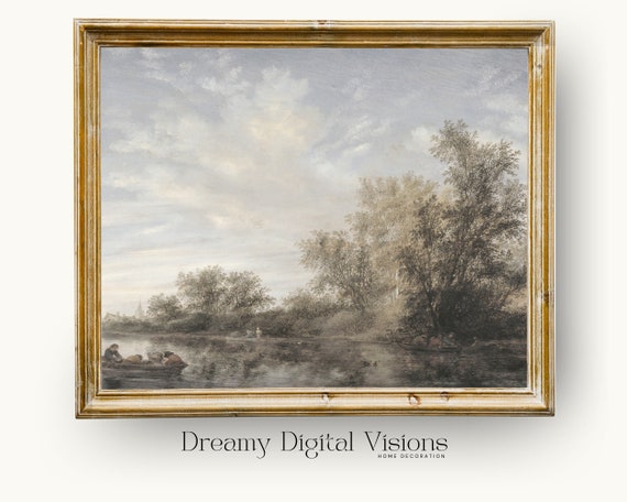 Vintage Oil Painting Landscape Art Print Farmhouse Decor Wall Art Country Oil Painting Rustic Antique Painting 25