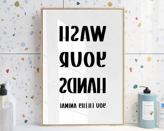 Wash Your Hands Poster Boho Minimalist Prints Modern Art Bohominimalistdecor Bathroom Art Physical Poster Print Shipped To You