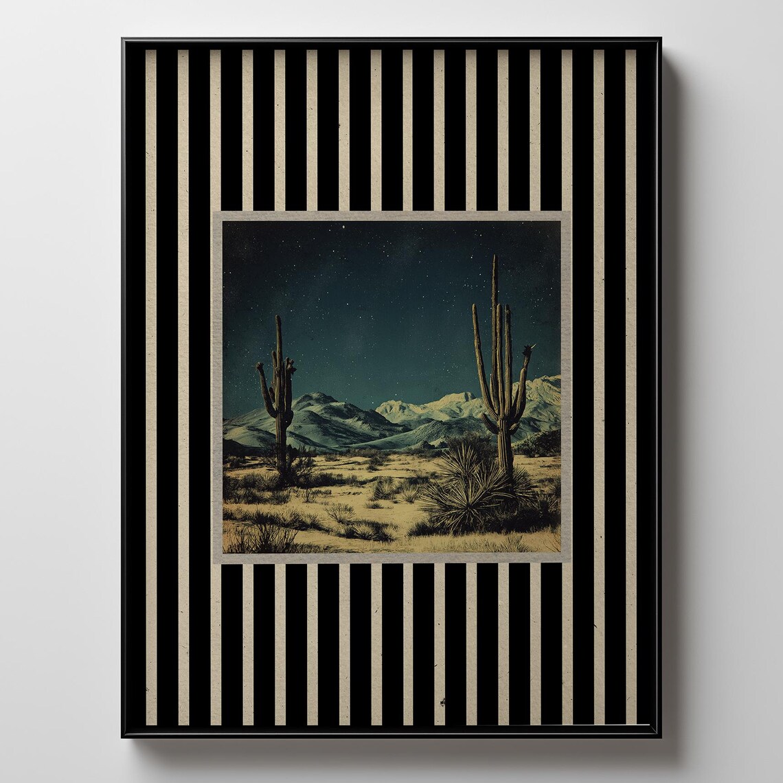 Vintage Desert Night Postcard Print, Maximalist Western