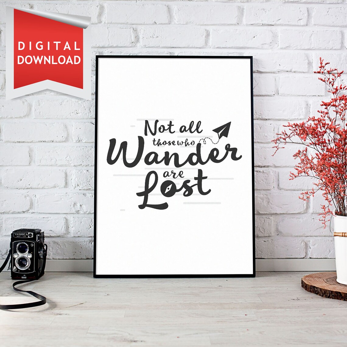 Not All Those Who Wander Are Lost Paper Plane Travel Quote Poster