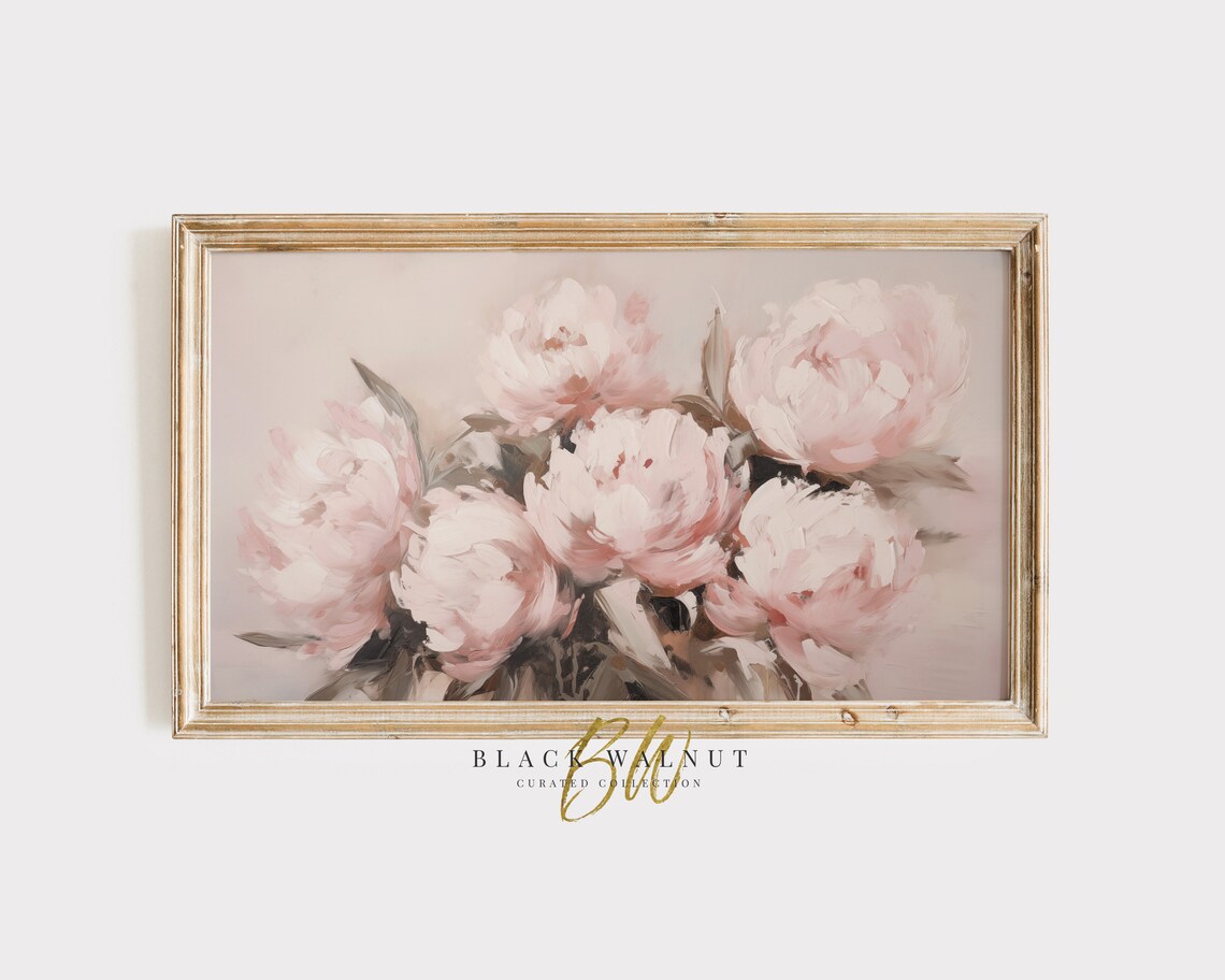 Blush Pink Floral Bouquet Vintage Peonies Art Print