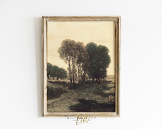 French Country Landscape Print Moody Tree Art Print Vintage Painting Print Of Antique Oil Painting Prints French Farmhouse Decor