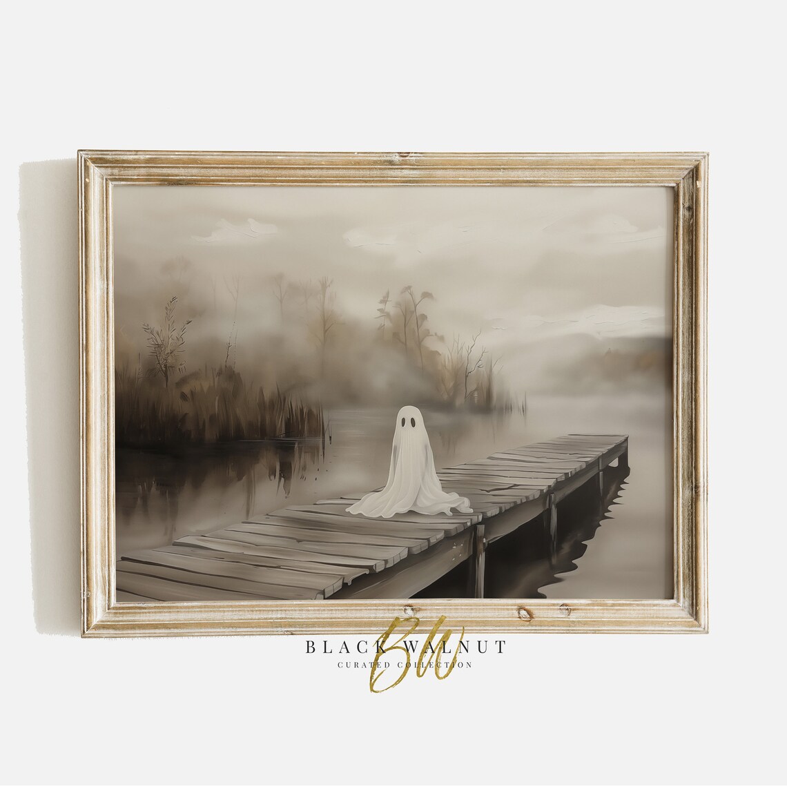 Vintage Ghost Painting Halloween Poster, Rustic Decor