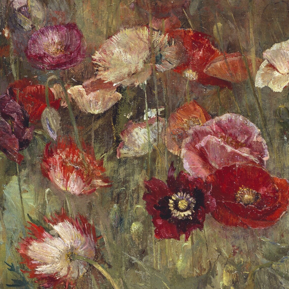 Vintage Poppy Wildflower Field Oil Painting Red Floral Meadow Poster - Image 2