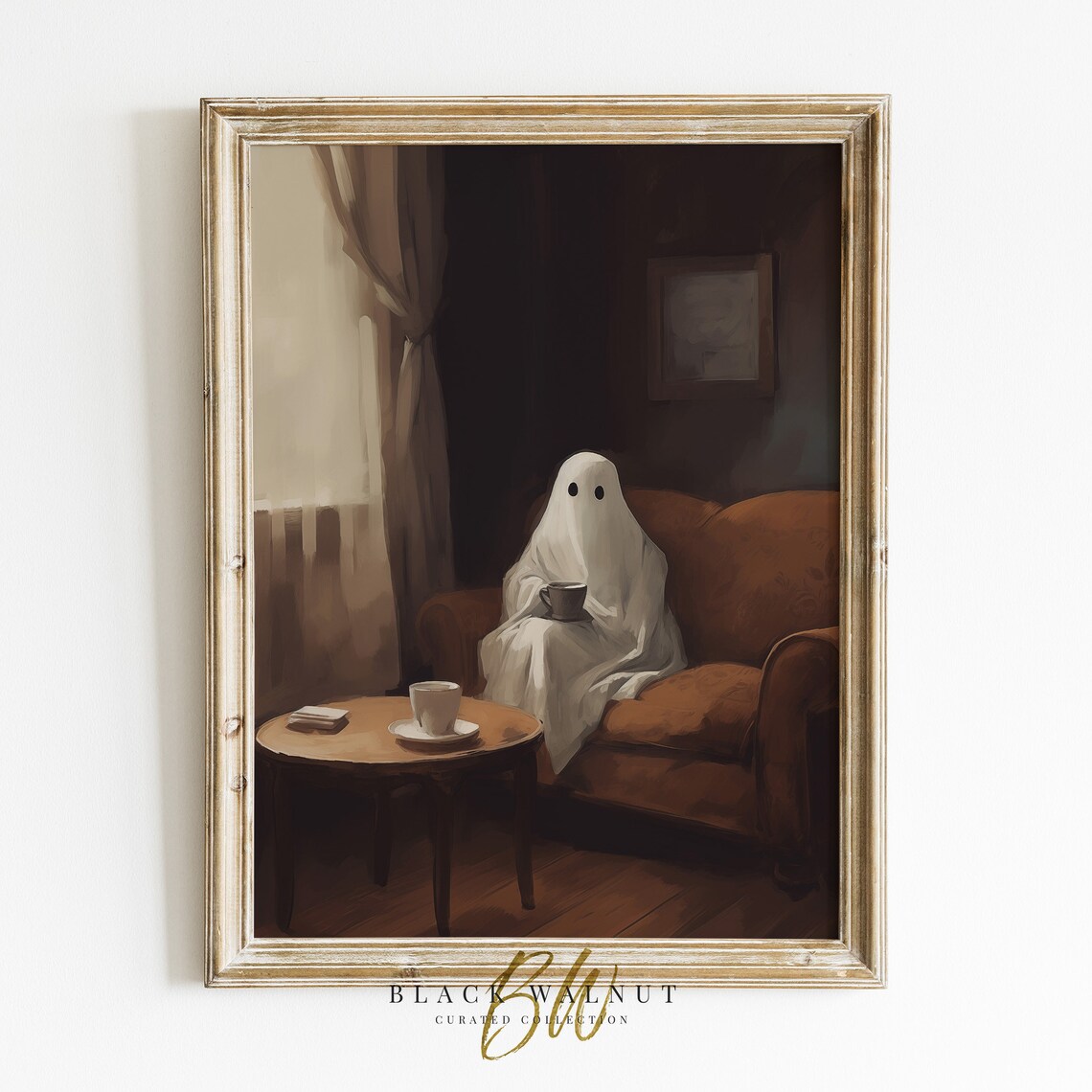Halloween Cute Ghost Coffee Lover Vintage Art Print