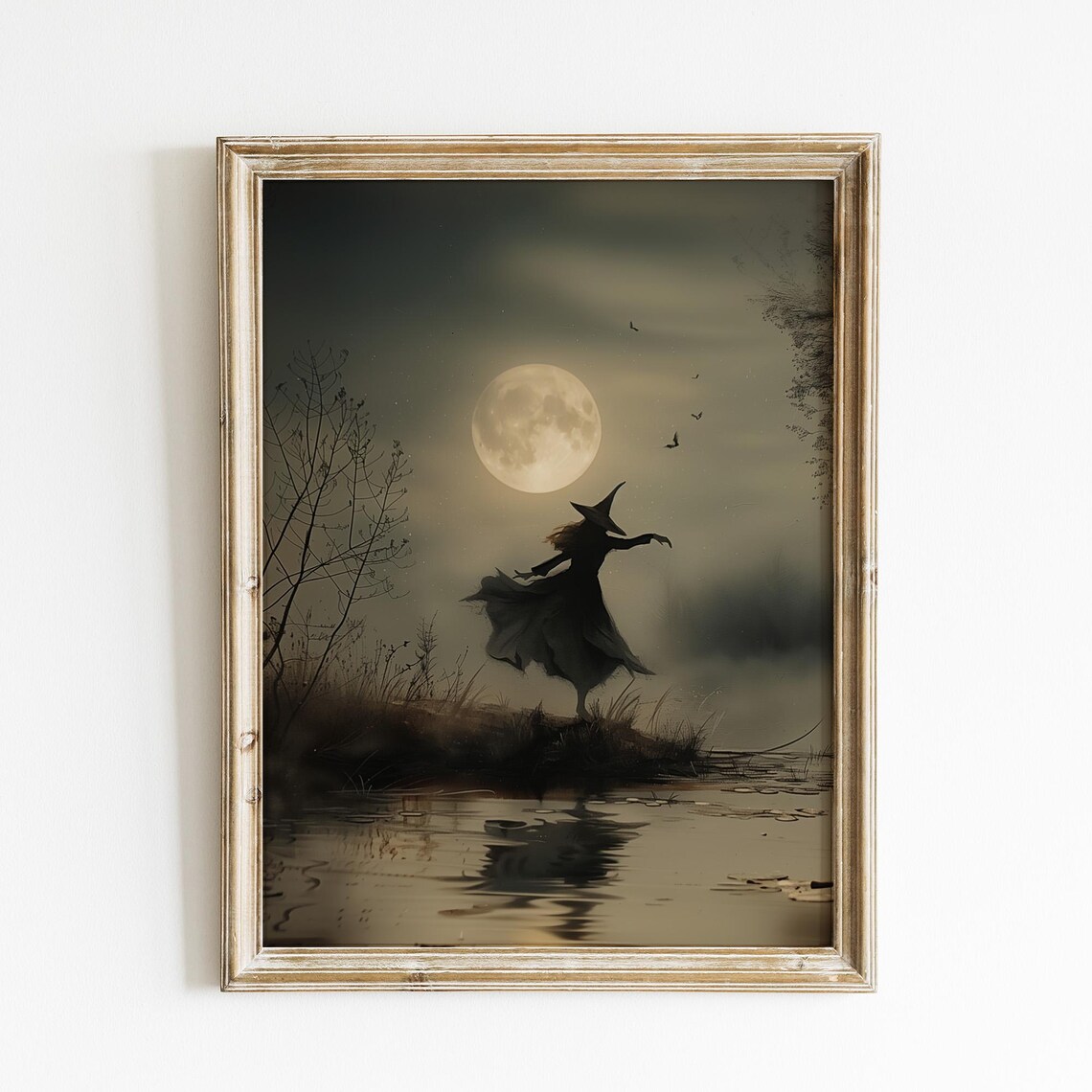 Witch Dancing Under Full Moon - Vintage Style