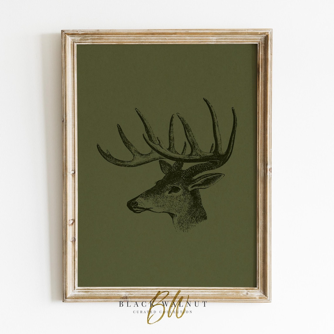 Deer Art Print, Minimalist Christmas Animal Sketch
