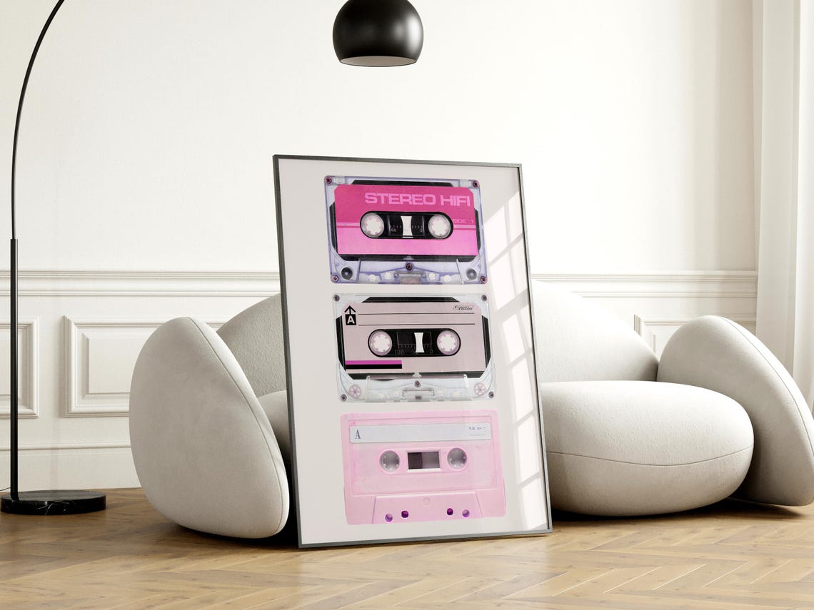 Pink Retro Cassette Tapes Y2K Music Nostalgia Funky Wall Decor Poster - Image 3