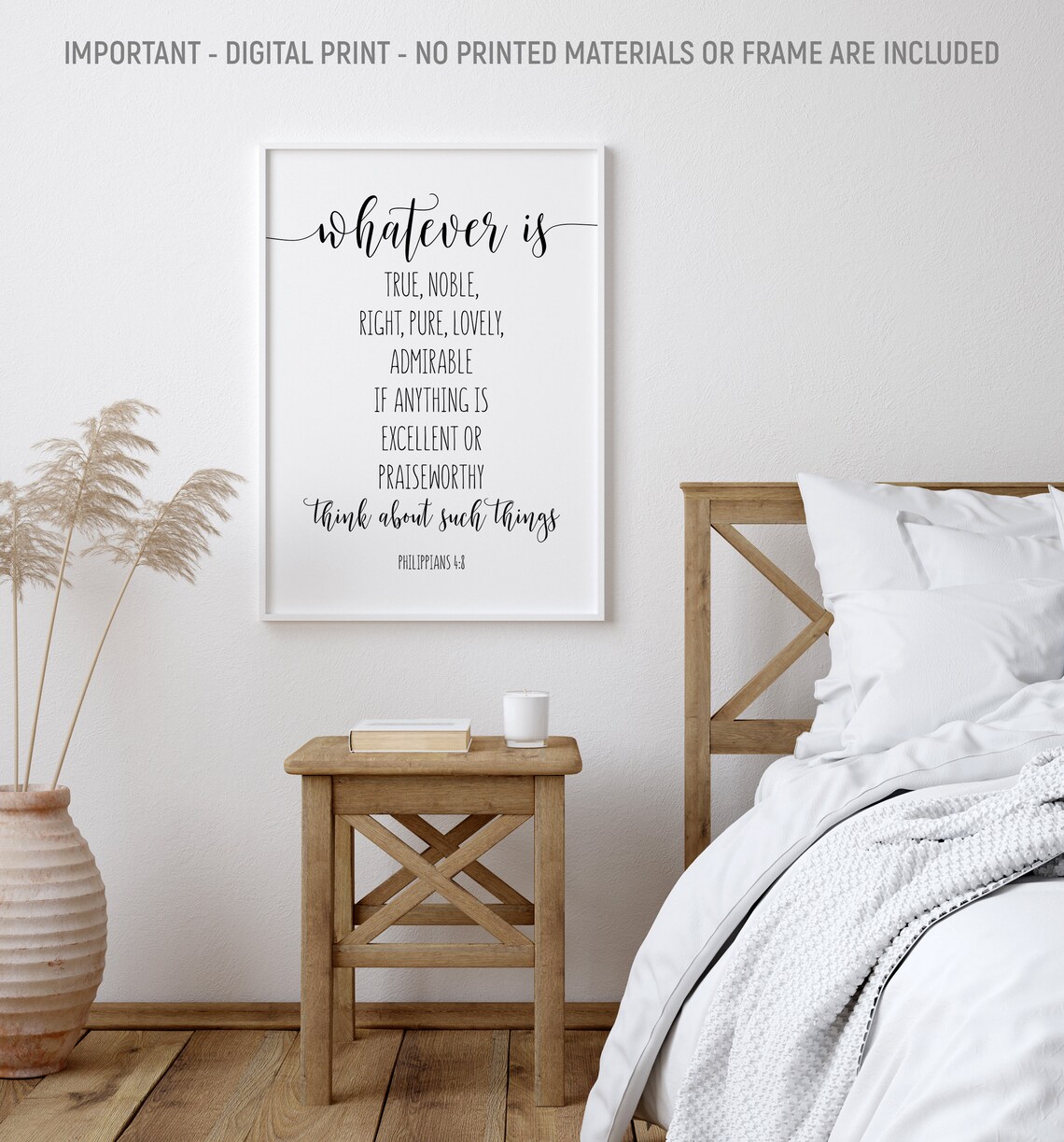 Whatever Is True Philippians 4:8 Elegant Calligraphy Scripture Poster - Image 2