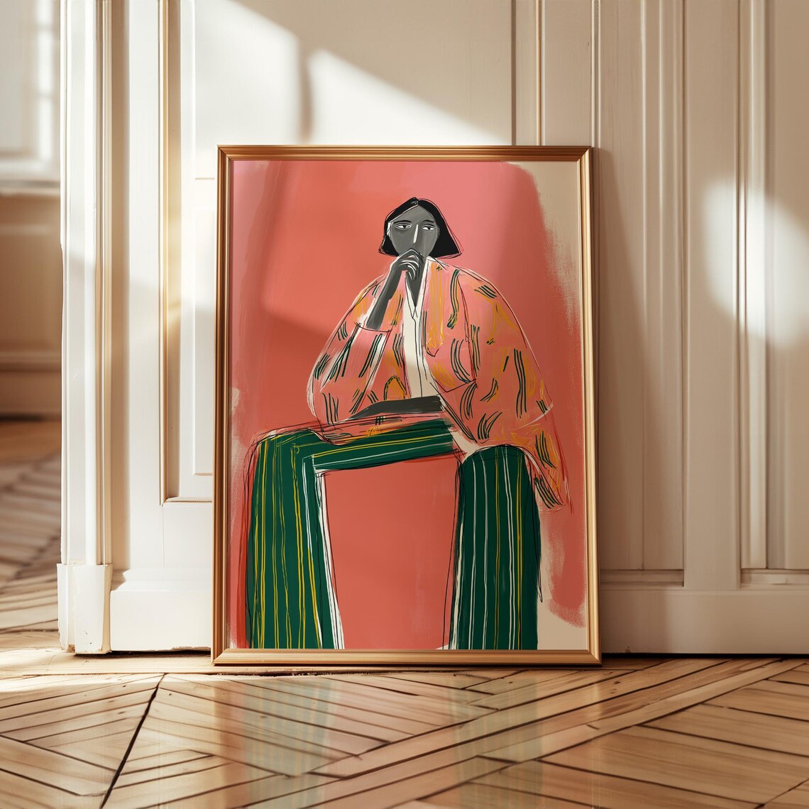 Matisse Inspired Woman Portrait, Modern Eclectic Decor