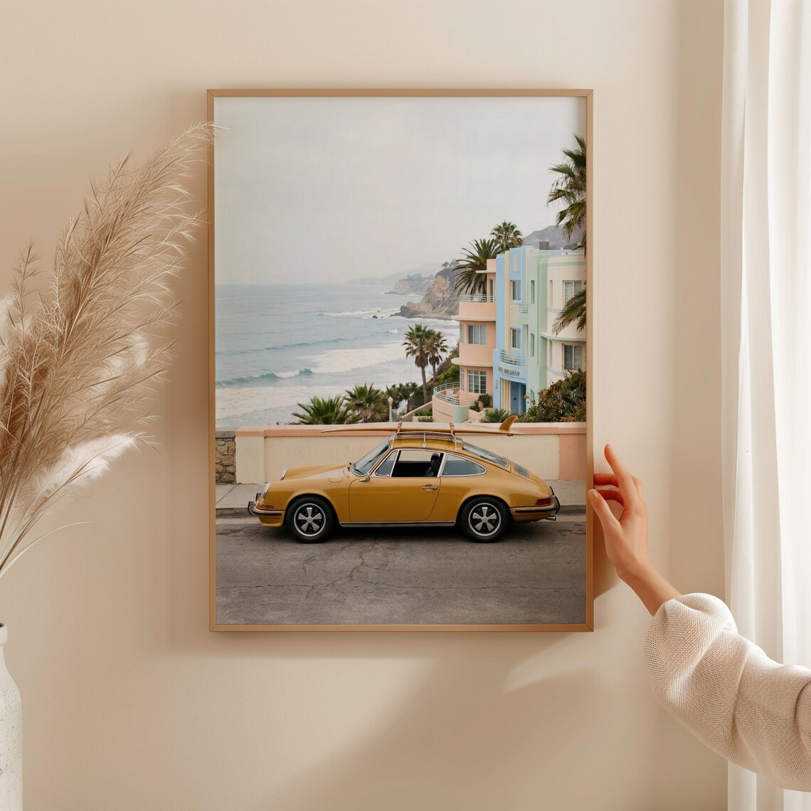 Porsche 911 Vintage Coastal Car Poster