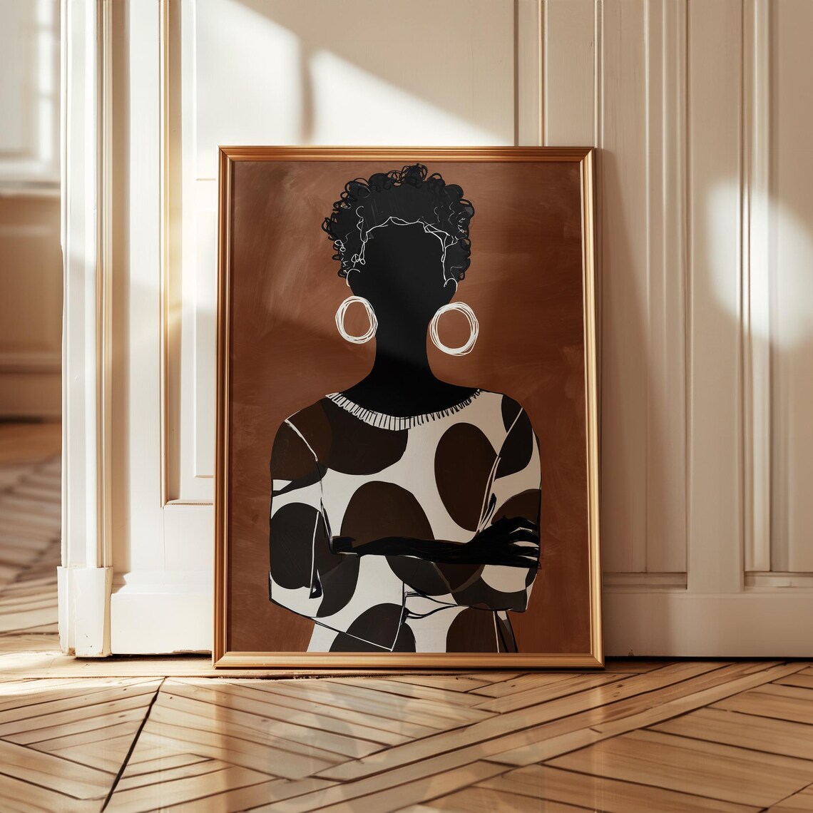 Black Woman Silhouette, Afrocentric Minimalist Art Print