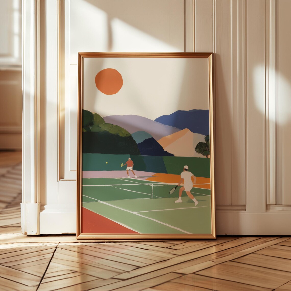 Abstract Tennis Retro Sports Decor, Geometric Match