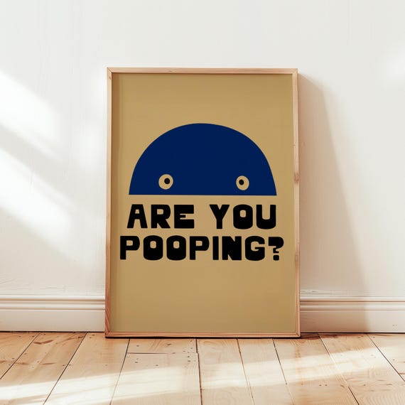 Funny Bathroom Wall Art Printable Are You Pooping Restroom Sign Bold Minimalist Decor For Toilet Humor 108