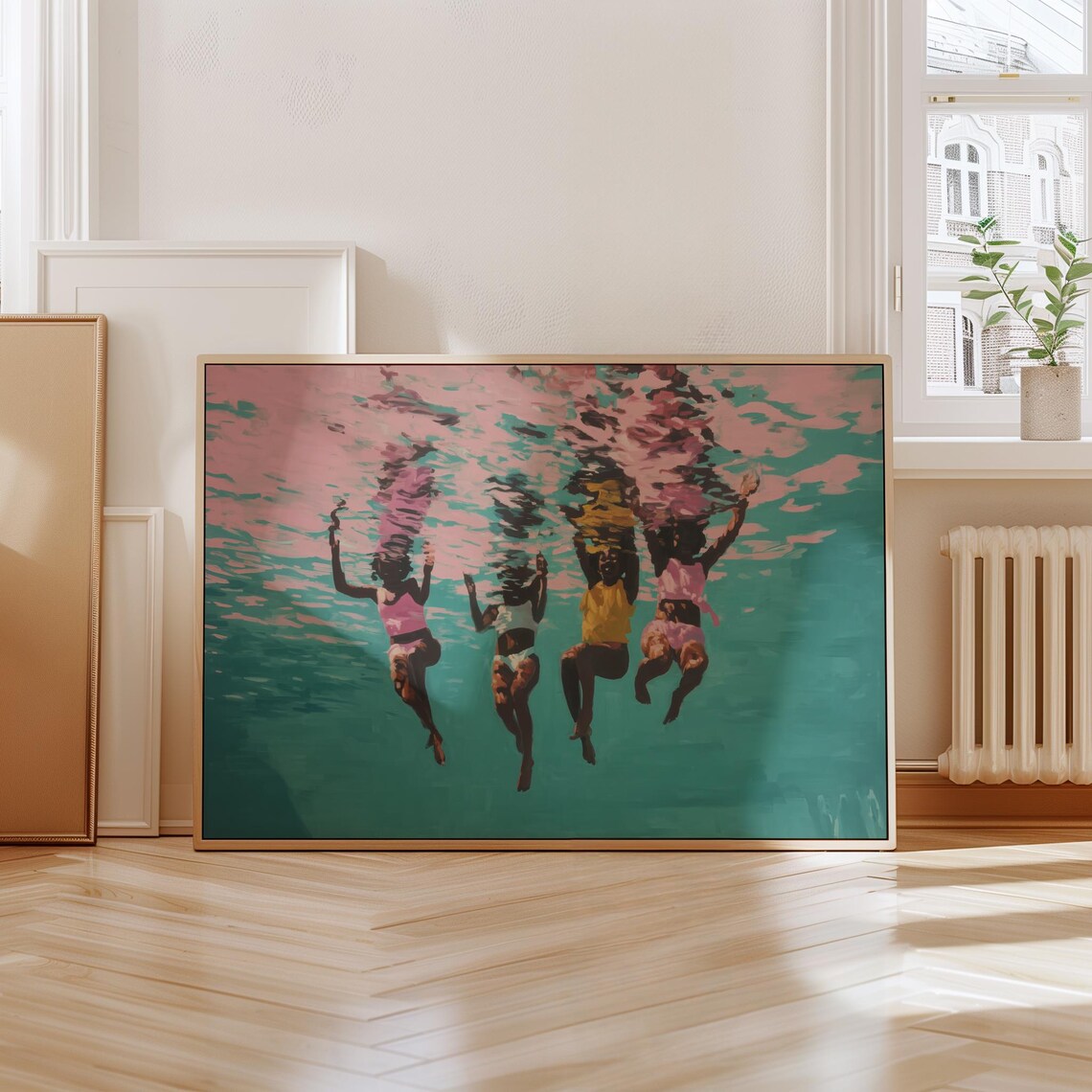 Black Woman Swimming, Afrocentric Decor