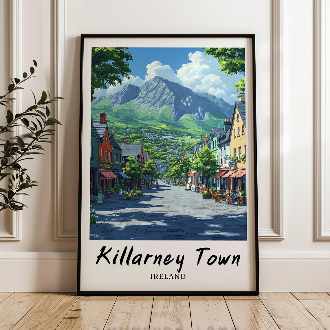 Killarney Town Travel Poster, Ireland Illustration