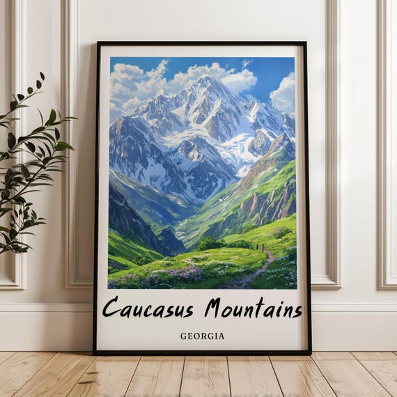 Caucasus Mountains Georgia Wall Art Prints Travel Poster Print Instant Wall Art Print Birthday Gifts Gift