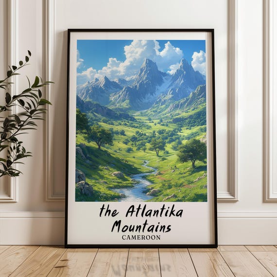 The Atlantika Mountains Travel Print Cameroon Poster Cameroon The Atlantika Mountains Wedding Gift Personalised Gift Cameroon Print