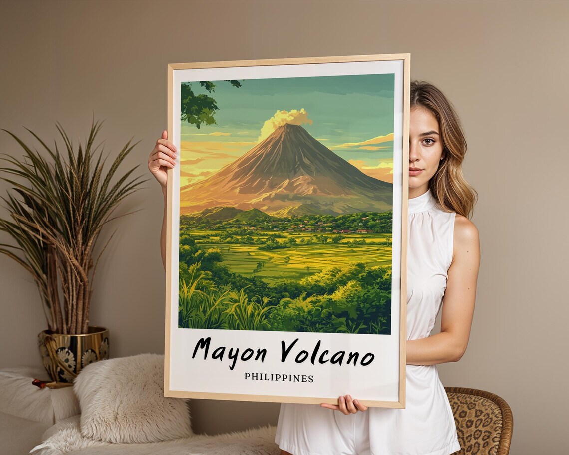 Mayon Volcano Philippines Minimalist Travel Poster - Image 2