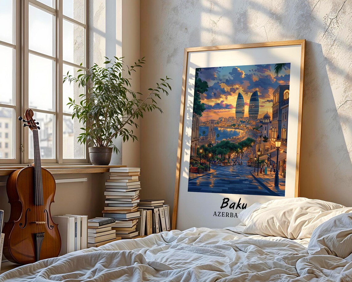Baku Travel Poster, Azerbaijan Wedding Gift - Image 3