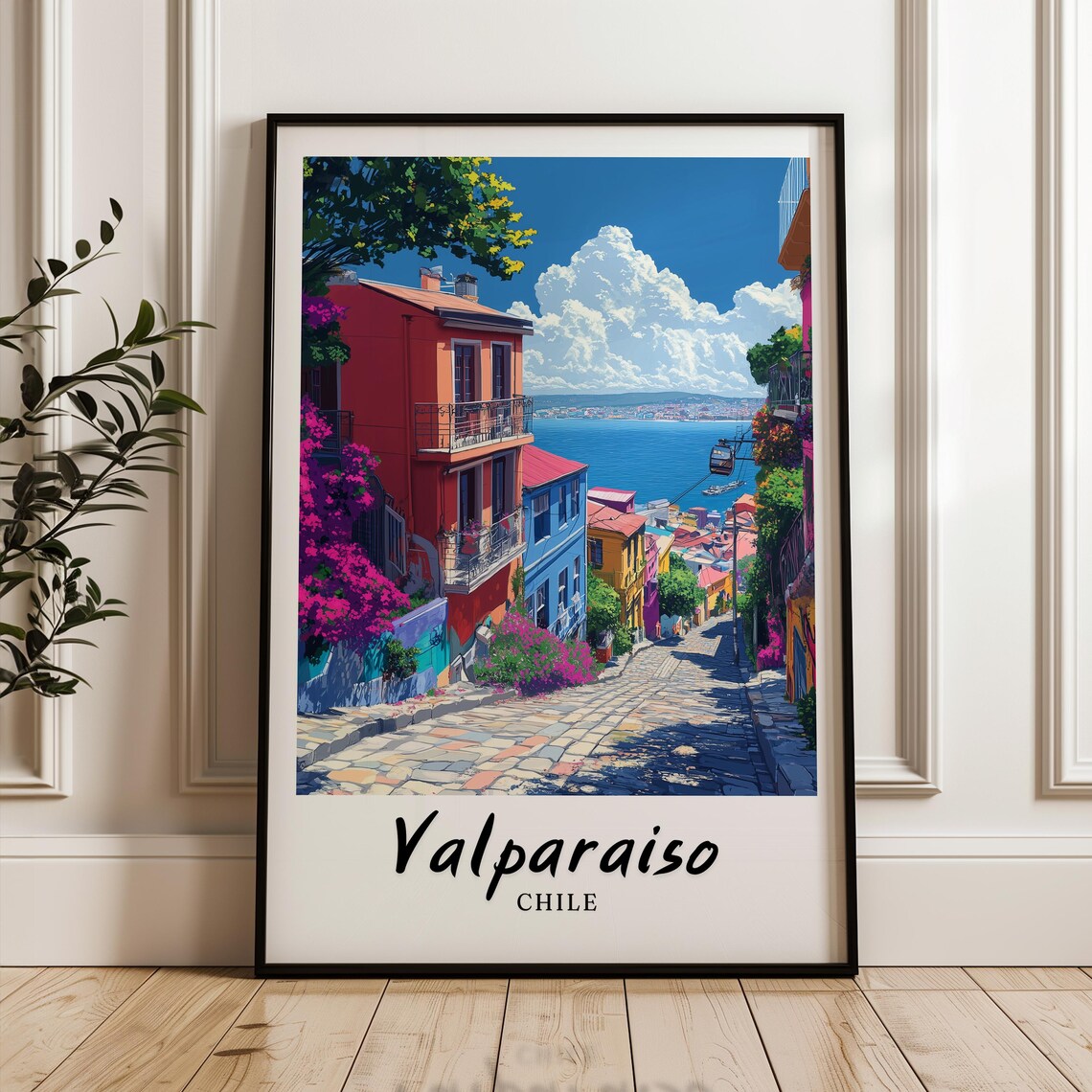 Valparaiso Travel Poster, Chile Wedding Gift