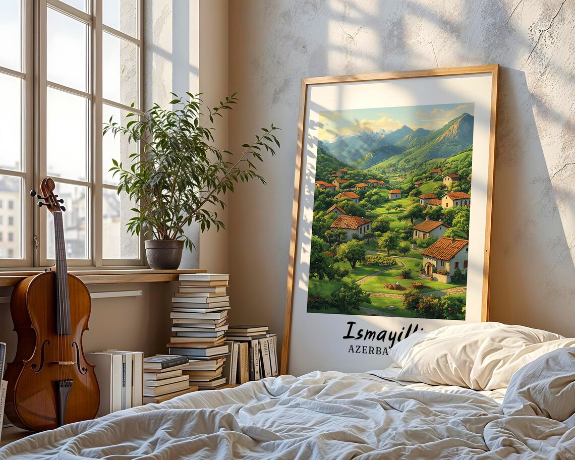 Ismayilli Azerbaijan Green Mountain Village Countryside Poster - Image 3