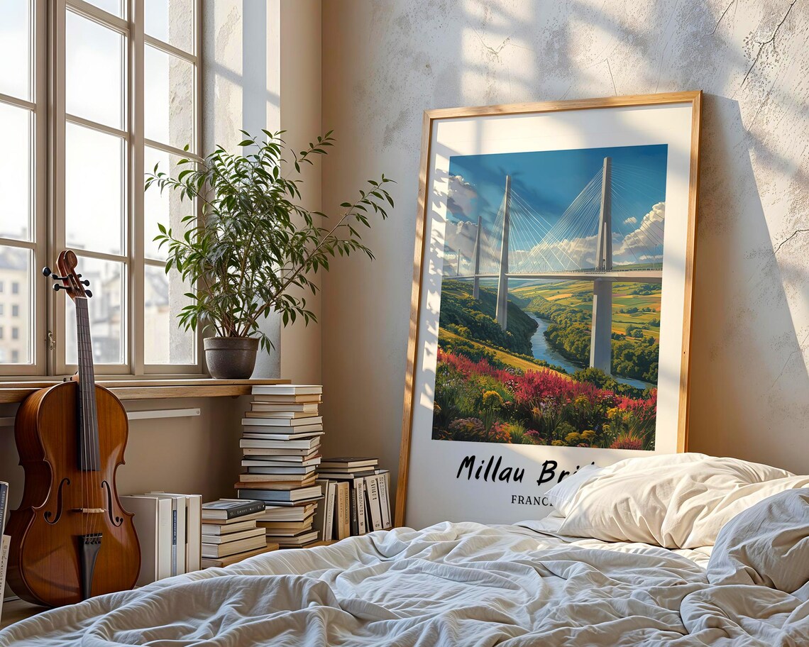 Millau Bridge France Travel Poster, Minimalist - Image 3