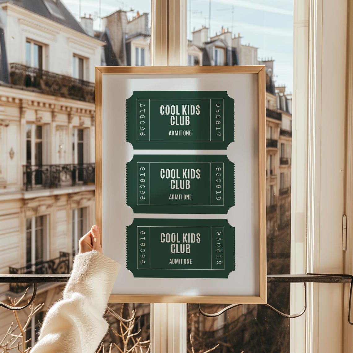 Cool Kids Club Admit One Dark Green Retro Ticket Poster Decor